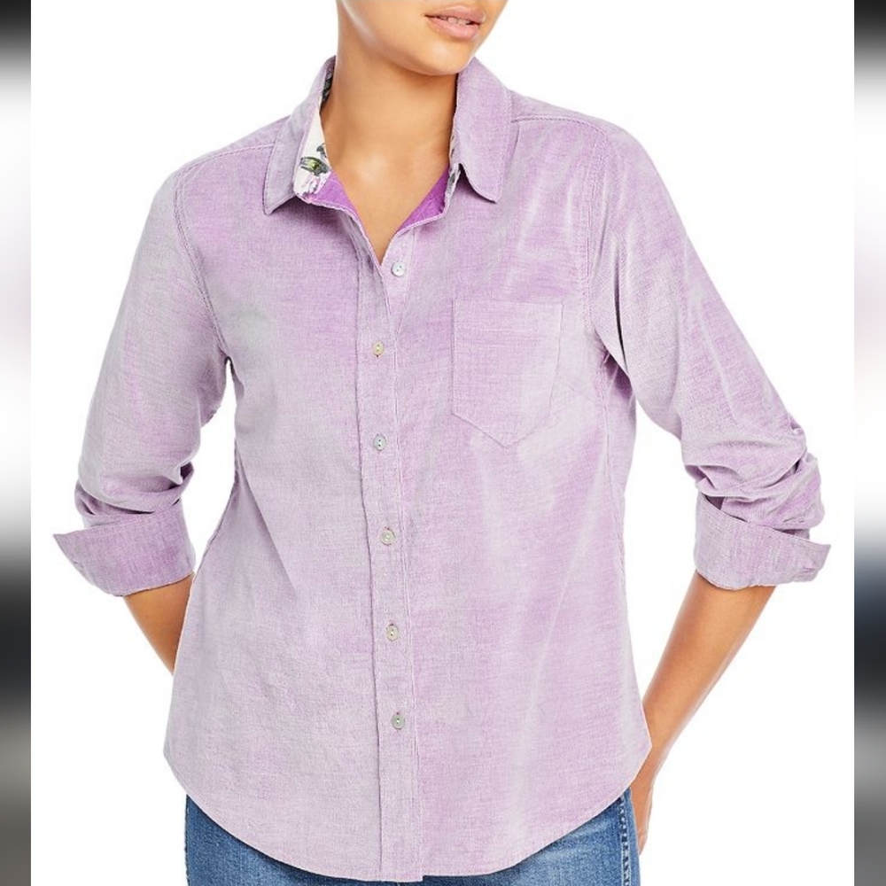 Tommy Bahama Lavender Purple Button-Up Corduroy Shirt Women's Size Small
